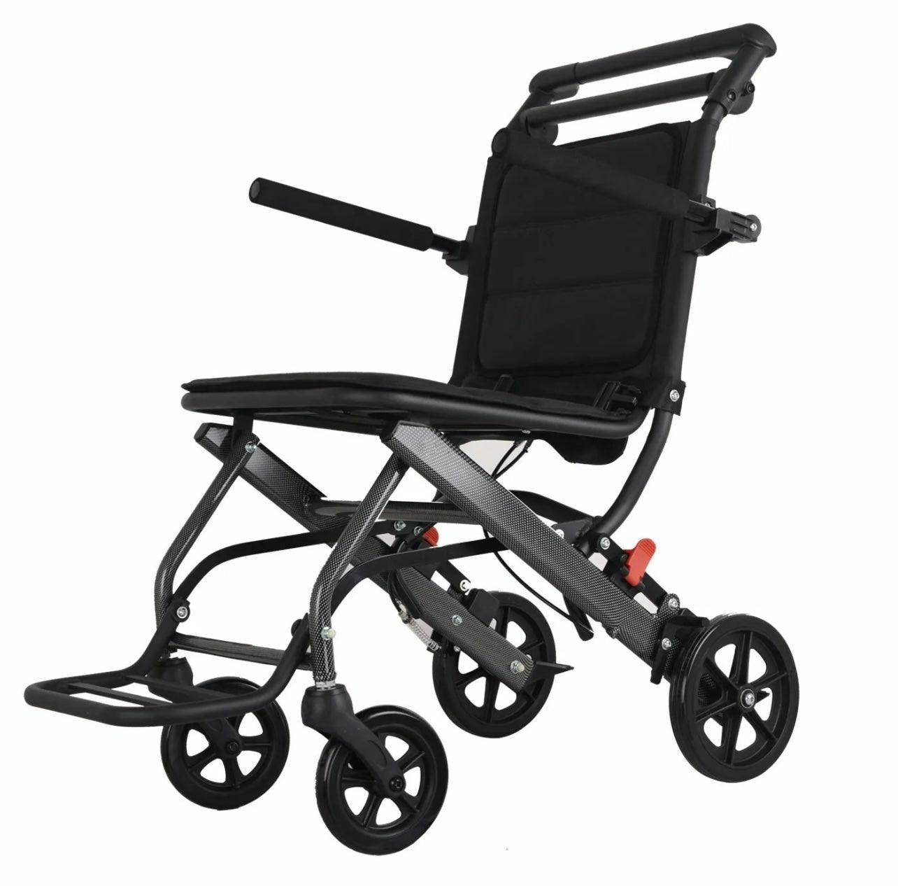 Lightweight Foldable Aluminium Portable Wheelchair Black with Handbrakes - Pain Free Me