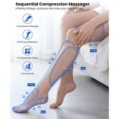 Air Pressure Leg Massager for Circulation and Relaxation, Calf Feet Thigh Massage, Sequential Wraps - Pain Free Me