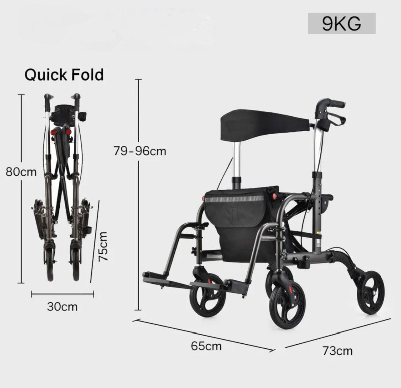 SmartRoller 2-in-1 Rollator Walker and Transit Wheelchair - Euro Style - Pain Free Me