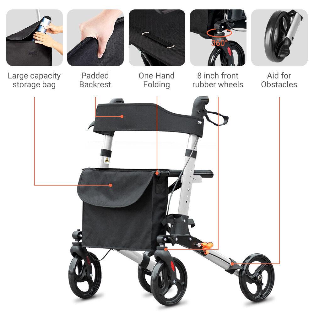 Sturdy Compact Rollator Mobility Walker - Euro Style - Pain Free Me